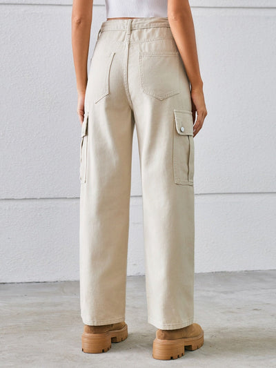 Versatile Adjustable Drawstring Straight Leg Cargo Jeans for All
