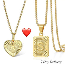 Dual Charm Initial And Heart Necklace Set In Gold Tone Stainless Steel With Personalized Initial Charm