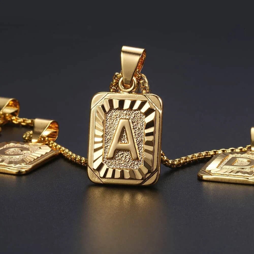 Dual Charm Initial And Heart Necklace Set In Gold Tone Stainless Steel With Personalized Initial Charm