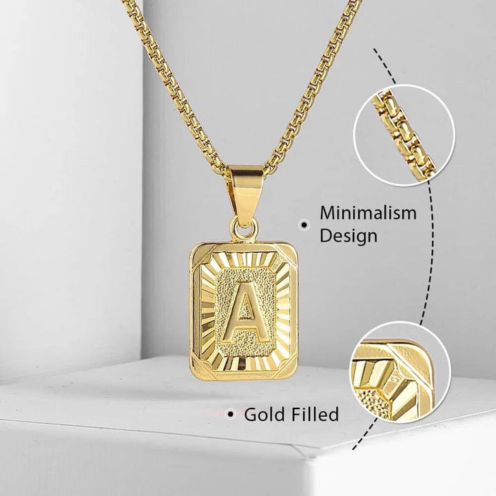 Dual Charm Initial & Heart Necklace Set - Gold-Toned Stainless Steel