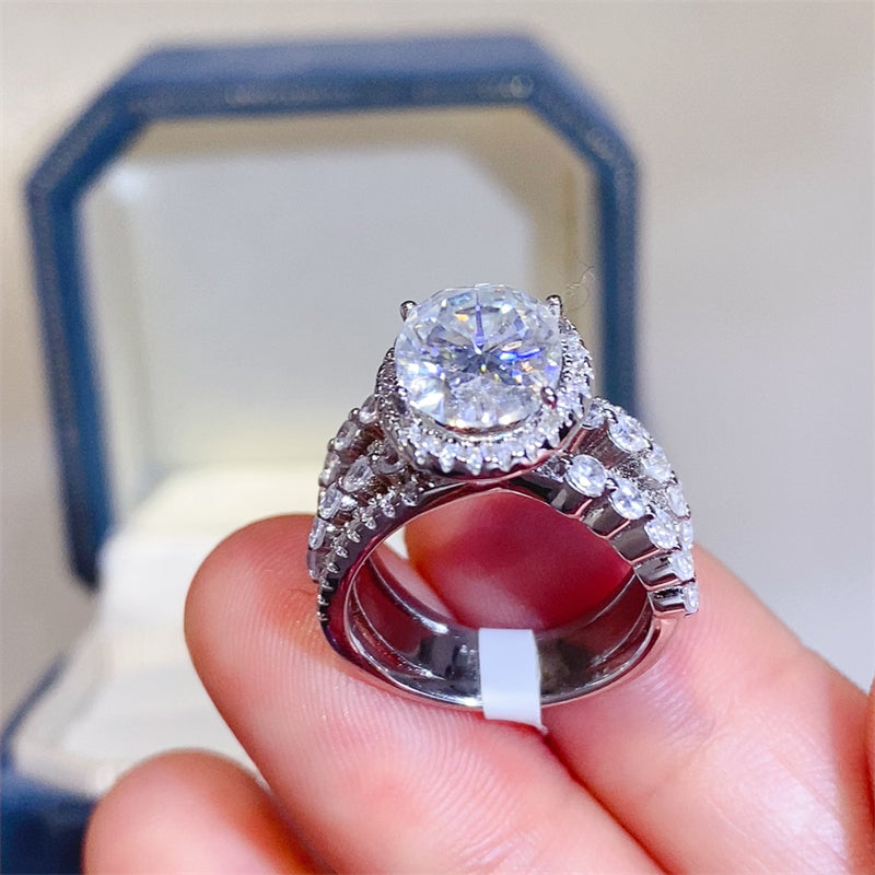 3 Carat Moissanite 925 Sterling Silver Layered Ring Elegant