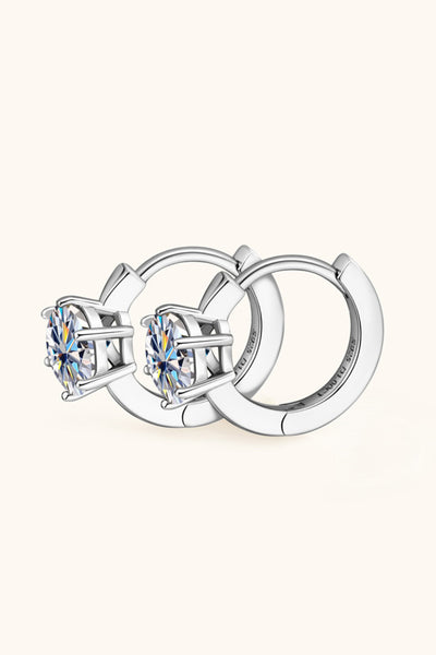 2 Carat Moissanite 925 Sterling Silver Huggie Earrings Set