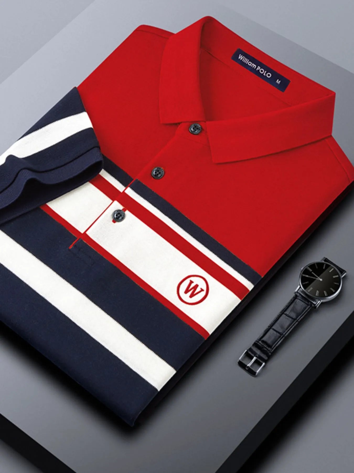 Men's Plus Size Color Block Striped Short Sleeve Polo Shirt