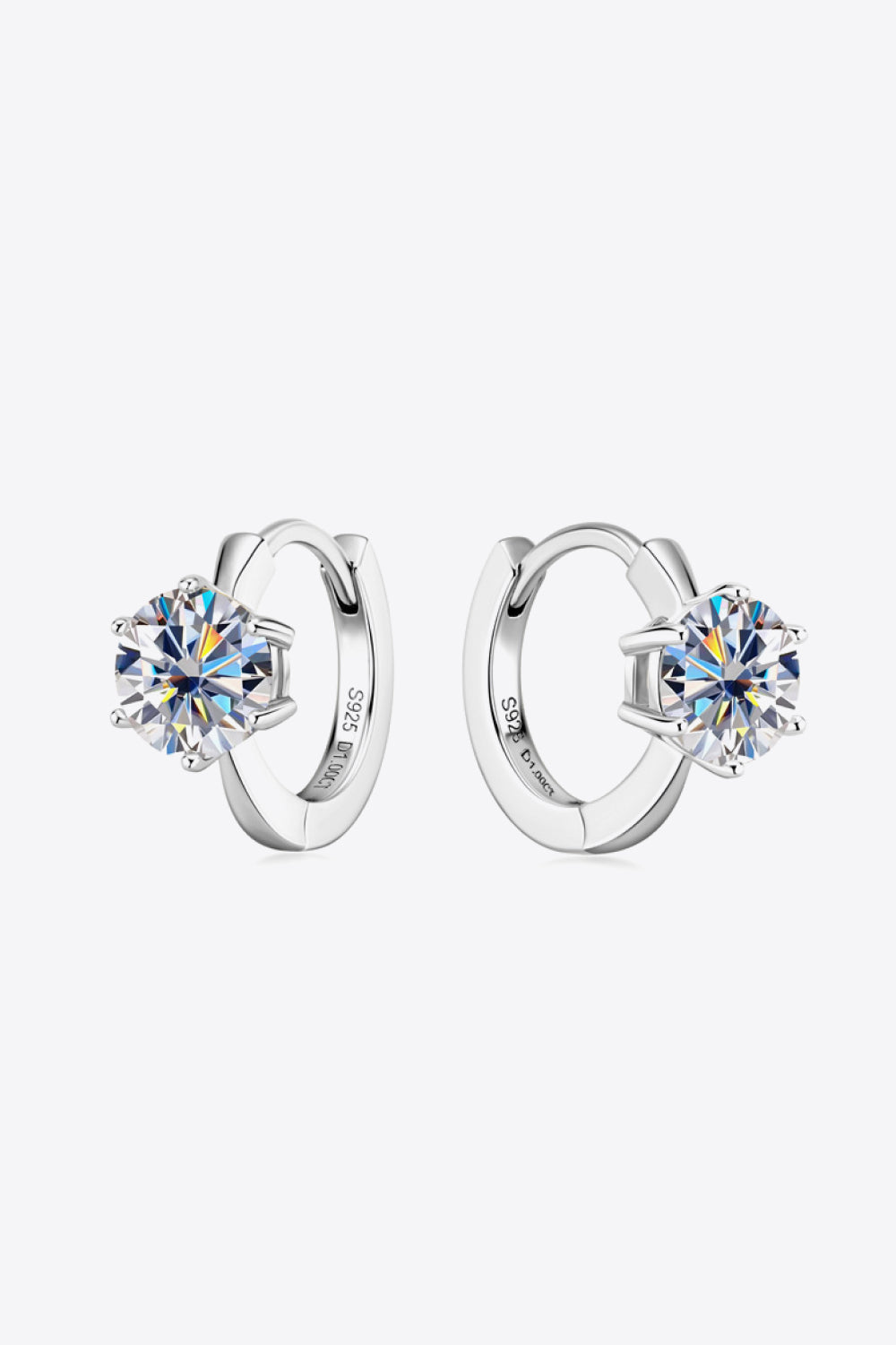 2 Carat Moissanite 925 Sterling Silver Huggie Earrings Set
