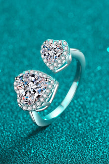 Heart-Shape Moissanite Open Ring in Sterling Silver Design