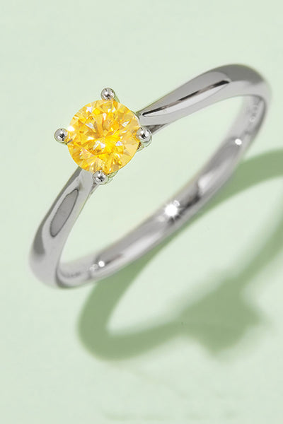 Moissanite Contrast 925 Sterling Silver Solitaire Ring Gift