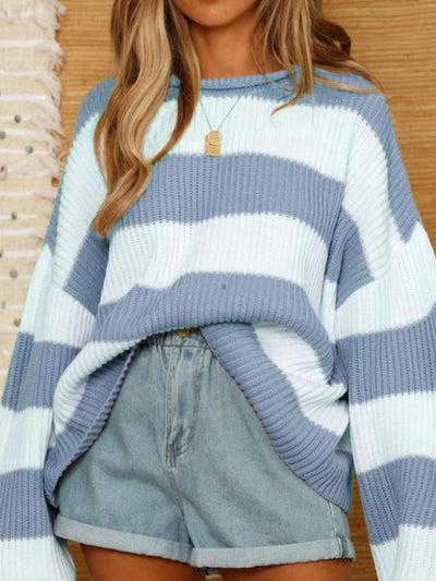 Round Neck Long Sleeve Sweater for Women Casual Style