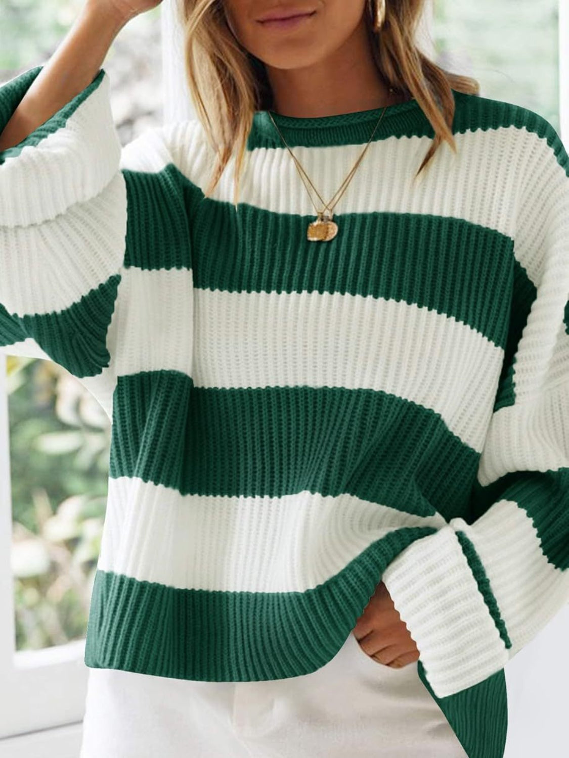 Round Neck Long Sleeve Sweater for Women Casual Style