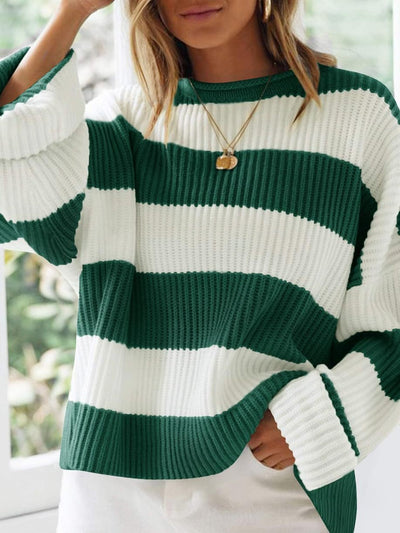 Round Neck Long Sleeve Sweater for Women Casual Style