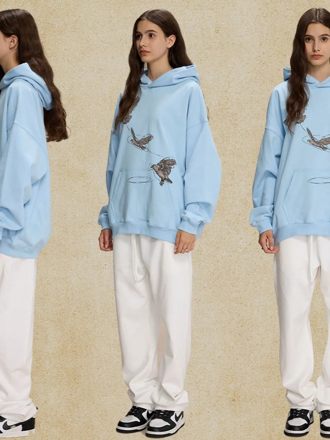 Men's Graphic Long Sleeve Hoodie with Kangaroo Pocket Style