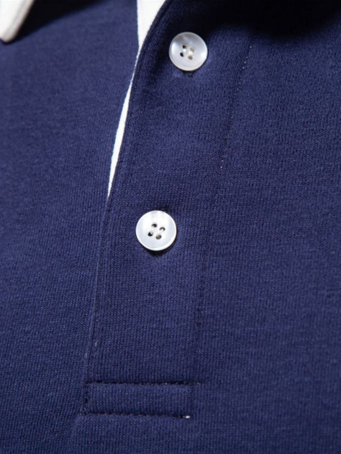 Men's Quarter Button Collared Neck Long Sleeve Polo Shirt