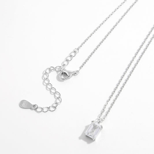 925 Sterling Silver Zircon Pendant Necklace for Elegant Style