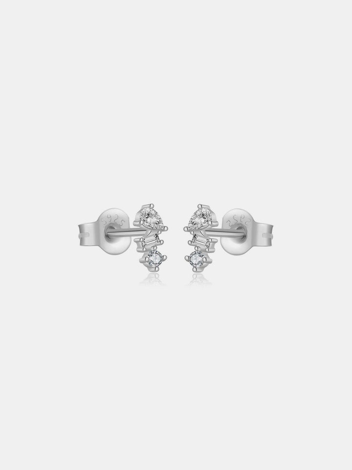 925 Sterling Silver Inlaid Zircon Stud Earrings