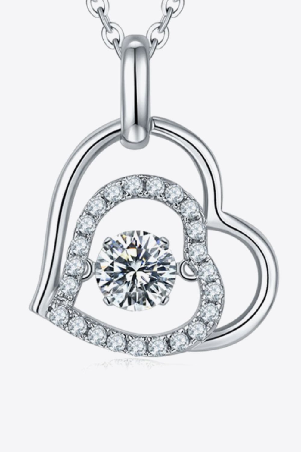 Moissanite Heart Pendant Necklace in Sterling Silver Elegance