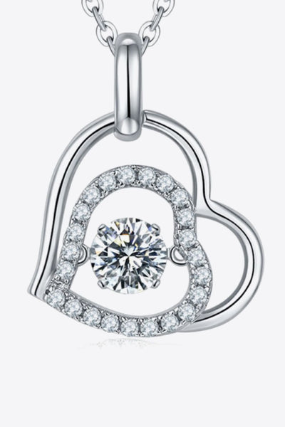 Moissanite Heart Pendant Necklace in Sterling Silver Elegance