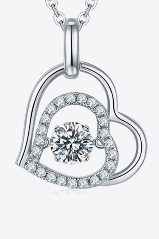 Moissanite Heart Pendant Necklace in Sterling Silver Elegance