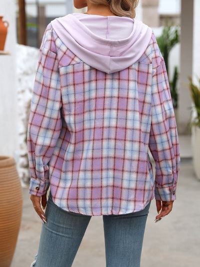 Plaid Long Sleeve Hooded Jacket for Stylish Comfort