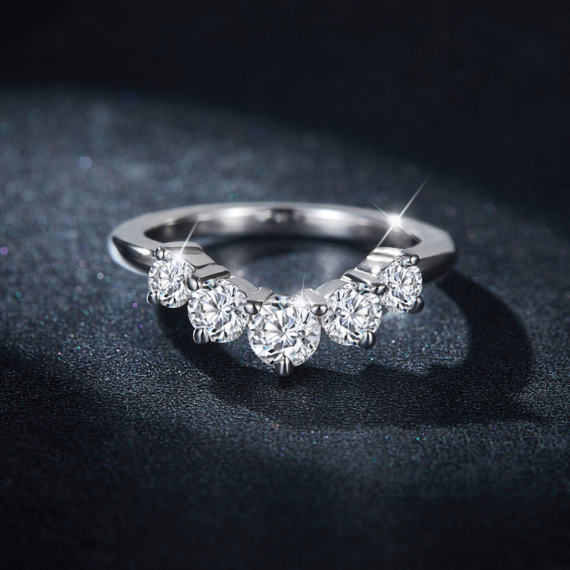 Inlaid Moissanite 925 Sterling Silver Ring for Elegance