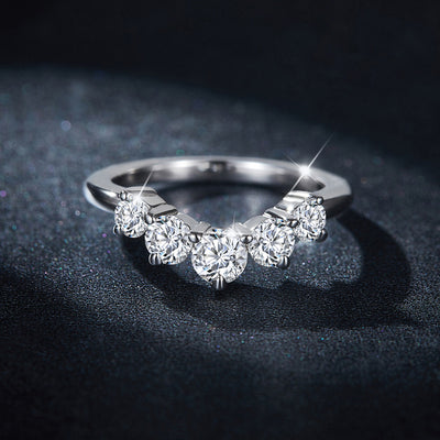 Inlaid Moissanite 925 Sterling Silver Ring for Elegance