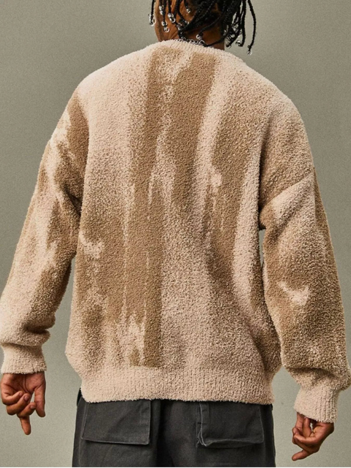 Men's Plus Size Textured Dropped Shoulder Sweater