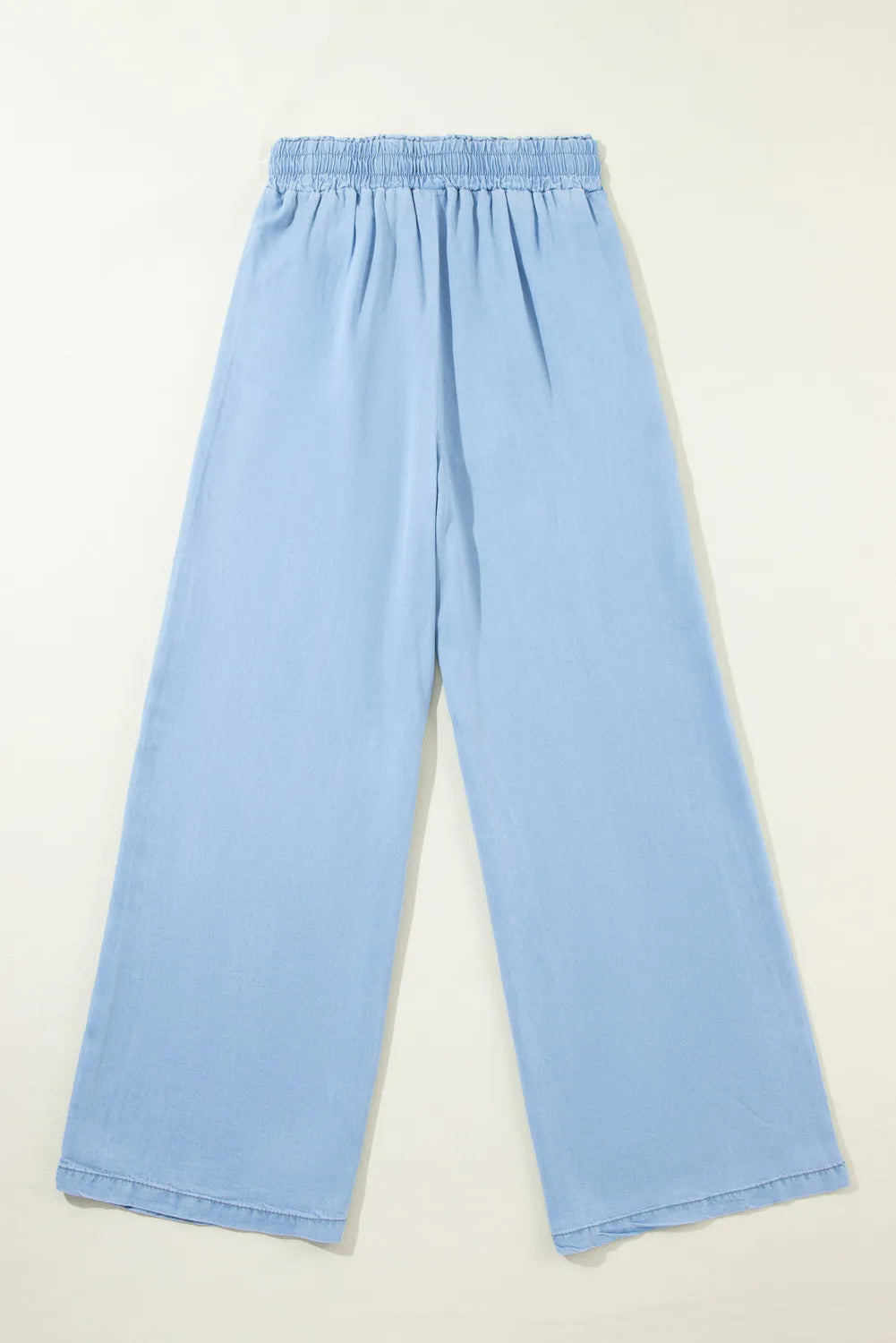 Effortless Comfort Wide Leg Denim Trousers with Drawstring Waist