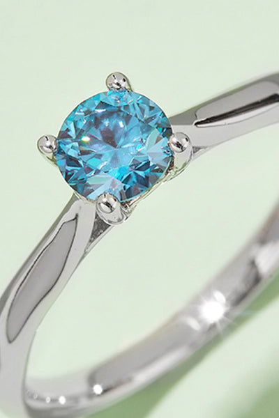 Moissanite Contrast 925 Sterling Silver Solitaire Ring Gift