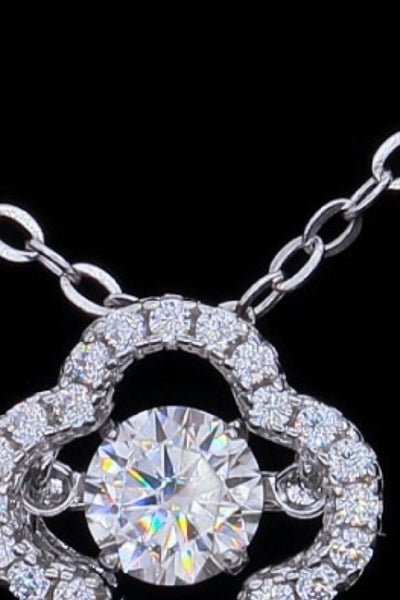 925 Sterling Silver Moissanite Flower Pendant Necklace Beauty