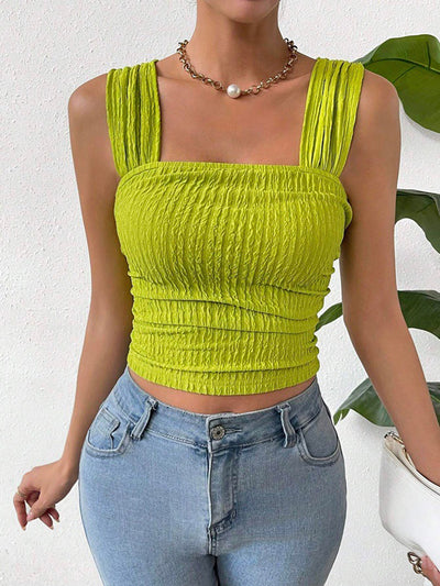 Elevated Textured Square Neck Tank Top for Stylish Comfort