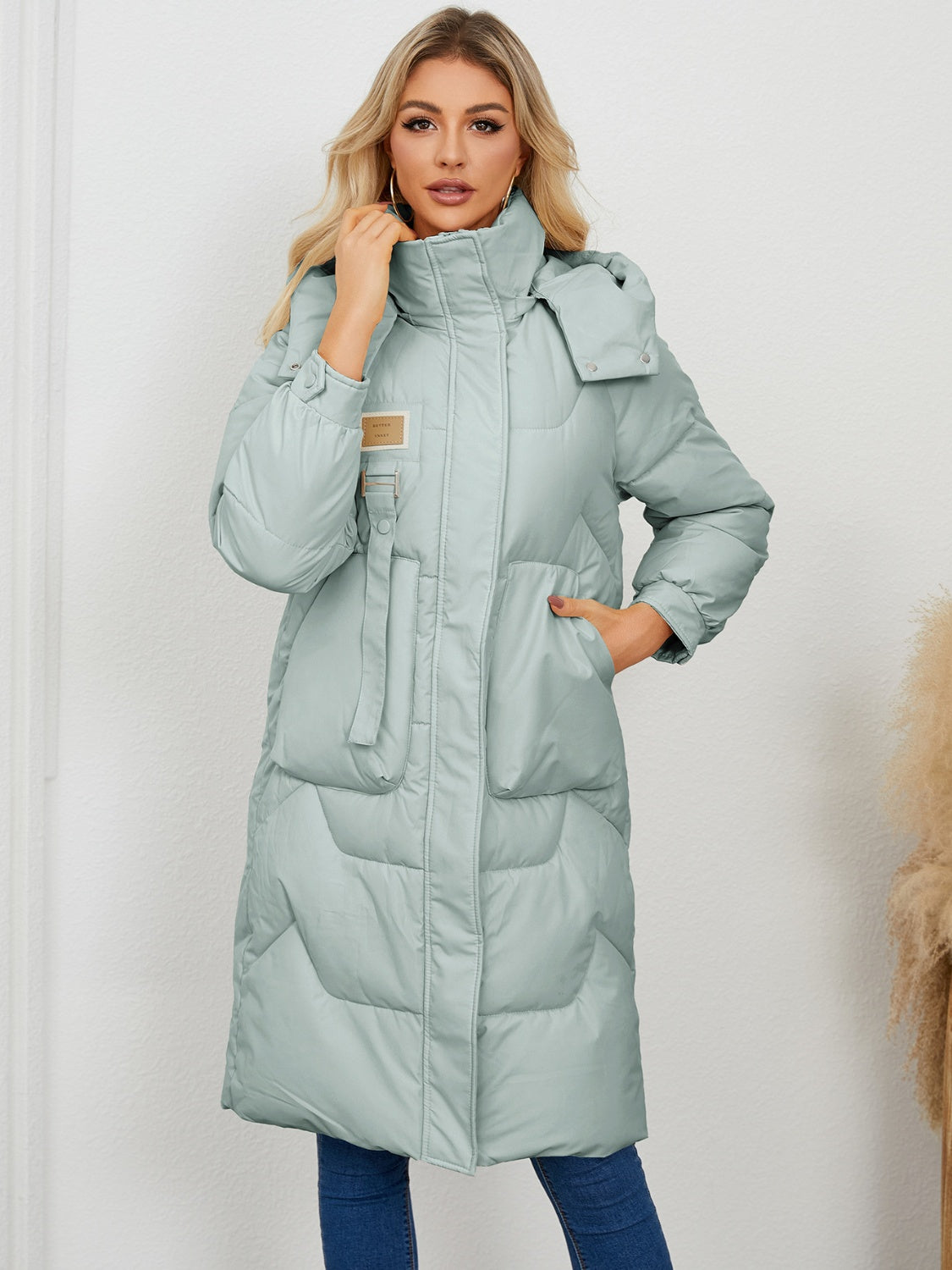 Long Sleeve Longline Hooded Winter Coat for Women Stylish
