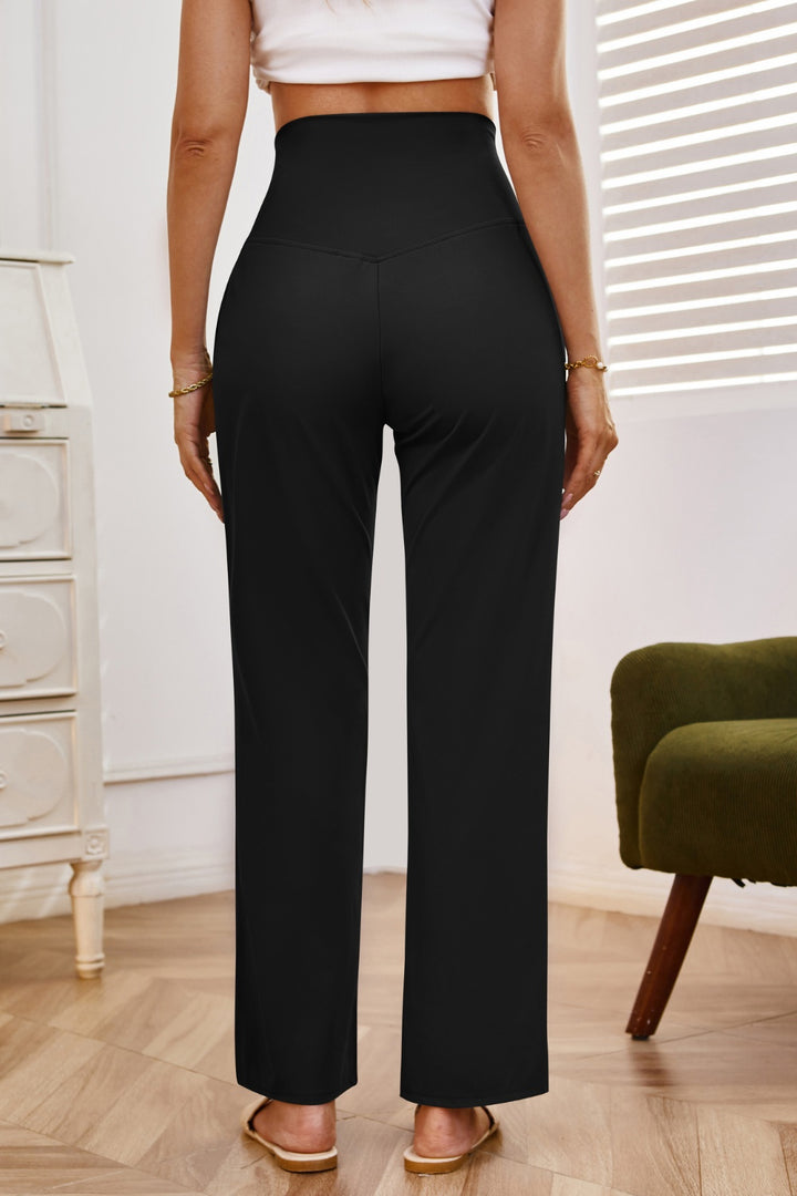 Chic High Rise Wide Leg Trousers with Convenient Pockets