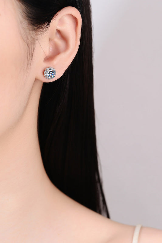 2 Carat Moissanite 925 Sterling Silver Stud Earrings Set