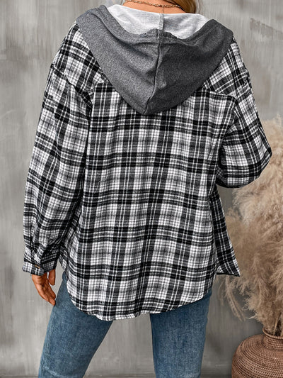 Plaid Long Sleeve Hooded Jacket for Stylish Comfort