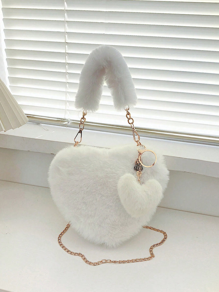 Faux Fur Heart Shaped Handbag