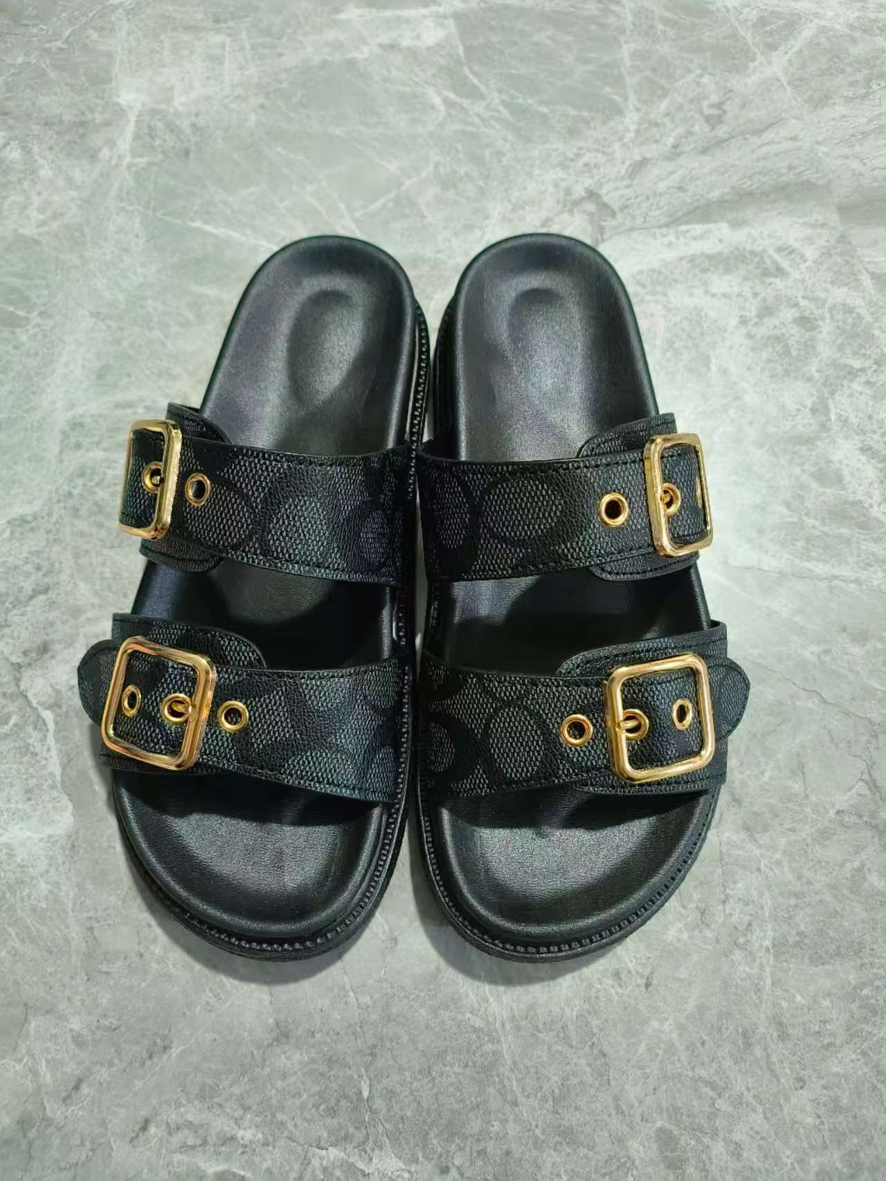 Open Toe Double Buckle Sandals
