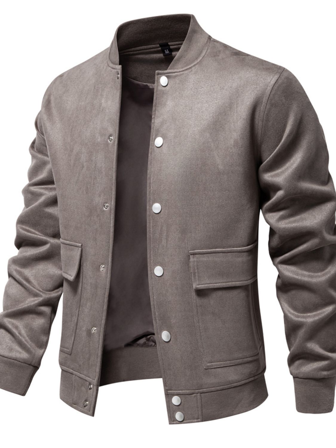 Men's Baseball Collar Snap Down Jacket for Casual Wear