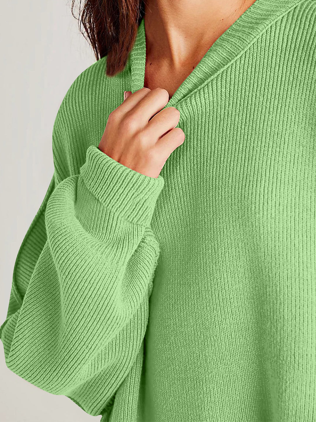 Chic Side Slit Long Sleeve Sweater with Round Neck