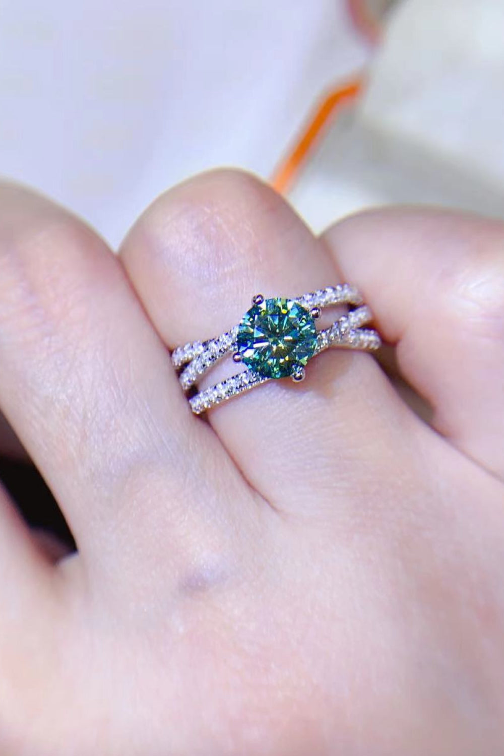 1 Carat Moissanite Contrast 925 Sterling Silver Ring Gift