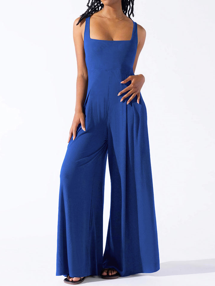 Elegant Square Neck Wide Strap Jumpsuit