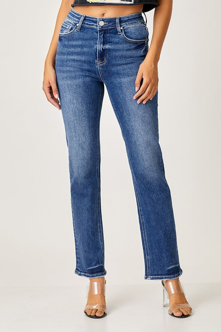 RISEN Timeless Mid Rise Slim Straight Jeans