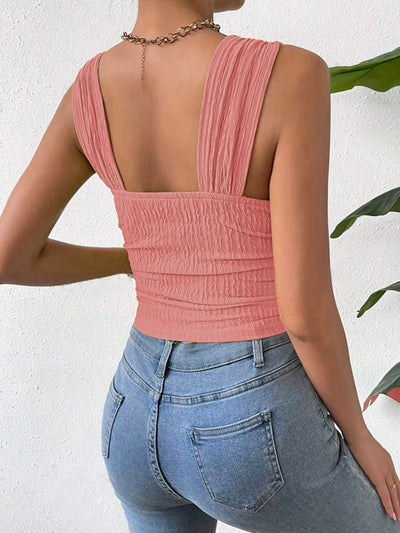 Elevated Textured Square Neck Tank Top for Stylish Comfort