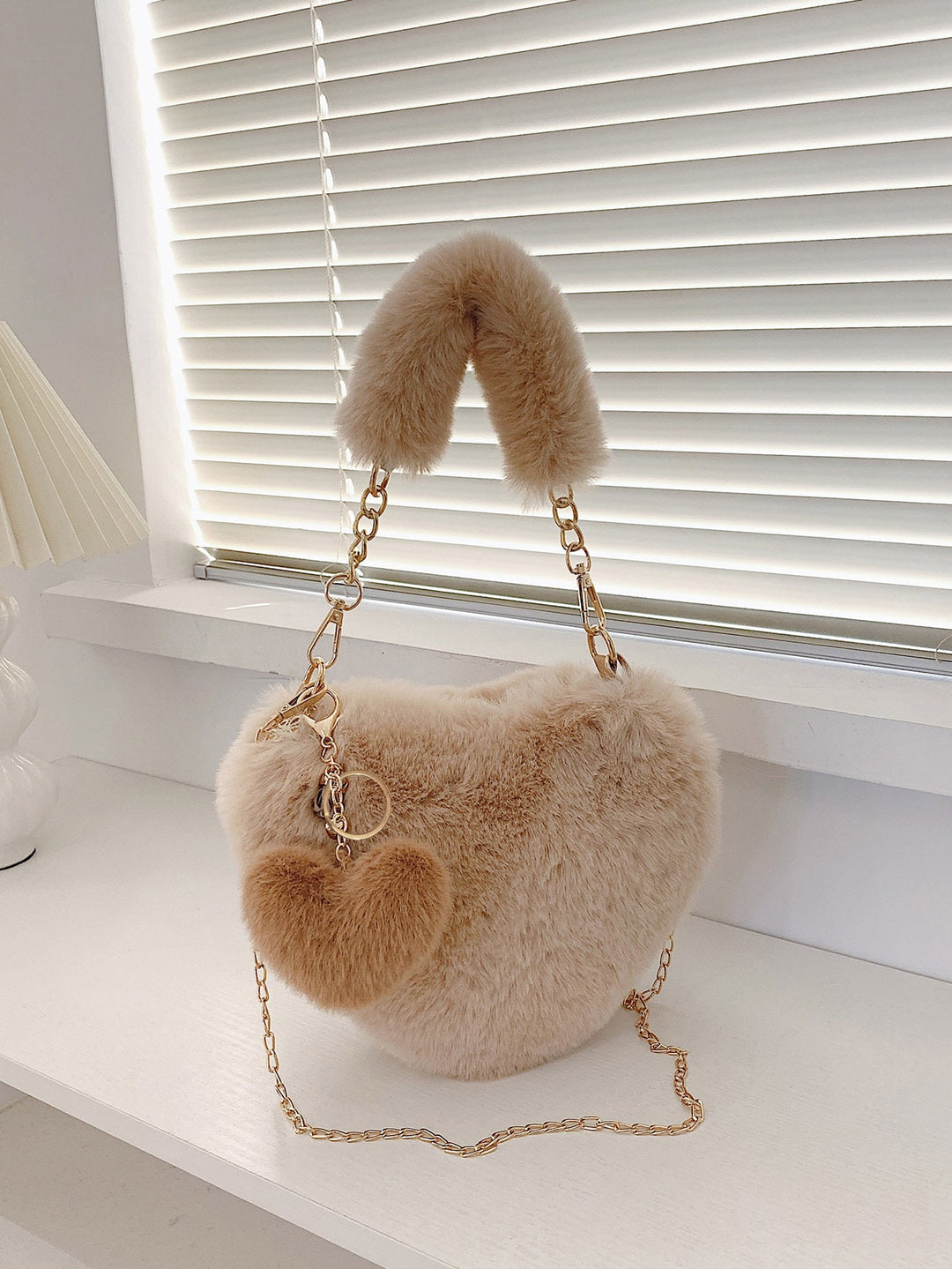 Faux Fur Heart Shaped Handbag