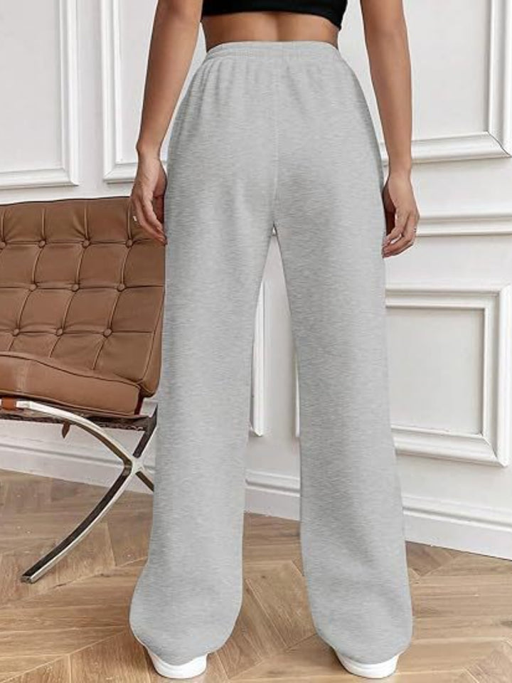 Casual Chic Wide Leg Drawstring Trousers with Pockets