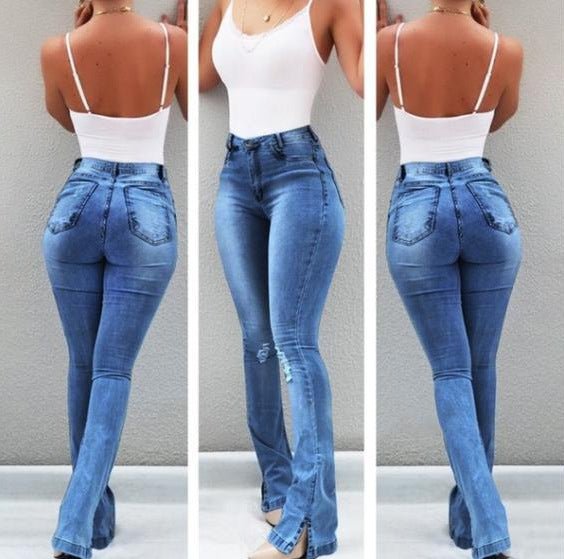 Elegant High-Waisted Stretchy Bootcut Pants for Women