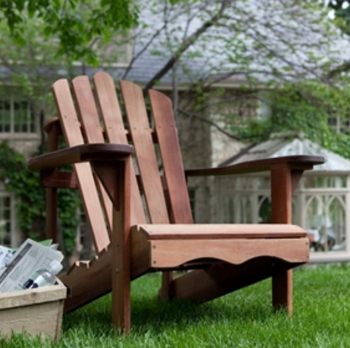 Ergonomic Outdoor Patio Adirondack Chair in Red Shorea Wood