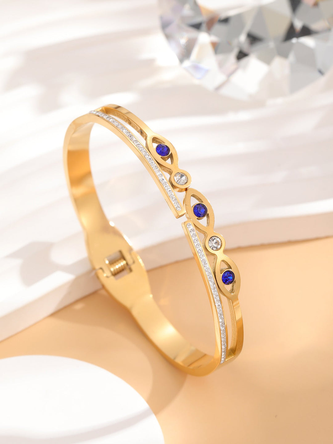Evil Eye Stainless Steel Statement Bracelet For Women Trendy Fashion Female Ethnic Style Inlaid Shell Jewelry