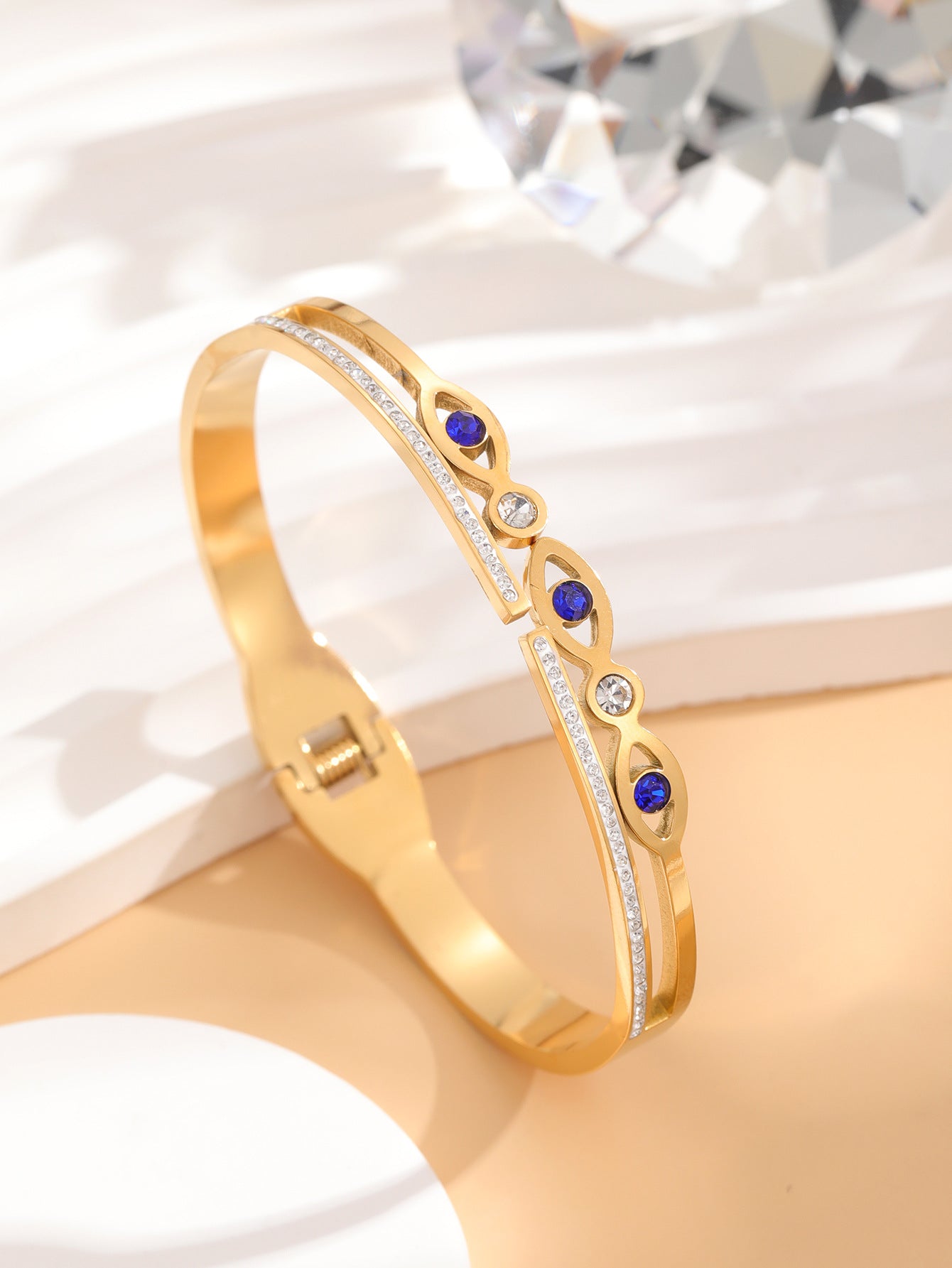 Evil Eye Stainless Steel Bracelet For Women Ethnic Style Inlaid Shell Jewelry Trendy Fashion Accessory
