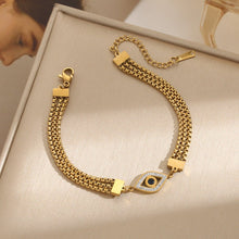 Evil Eye Stainless Steel Bracelet For Women Ethnic Style Inlaid Shell Jewelry Trendy Fashion Accessory