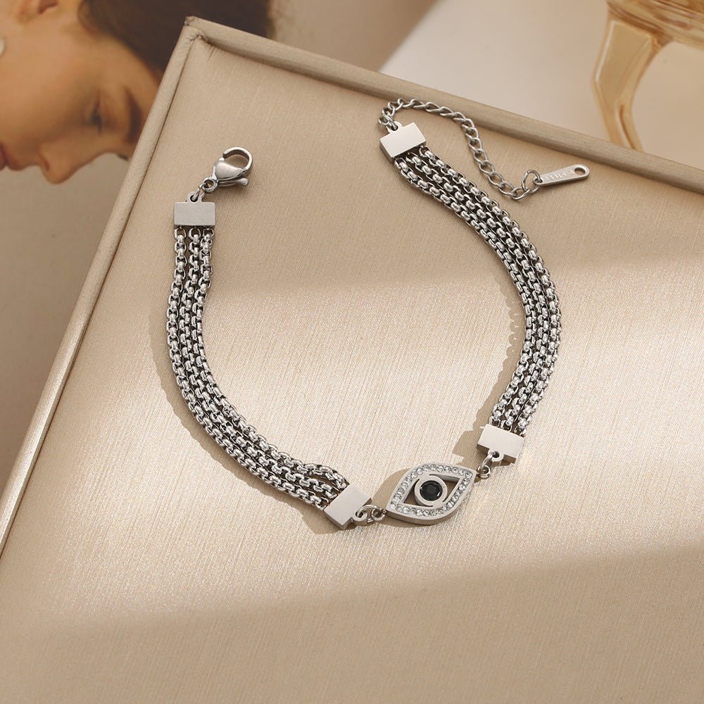 Evil Eye Stainless Steel Bracelet For Women Ethnic Style Inlaid Shell Jewelry Trendy Fashion Accessory