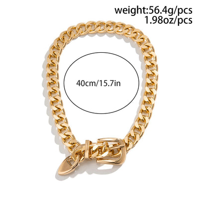 Exaggerated Heavy Metal Belt Choker Necklace for Women Punk Thick Chunky Clavicle Chain Grunge Jewelry Steampunk Men