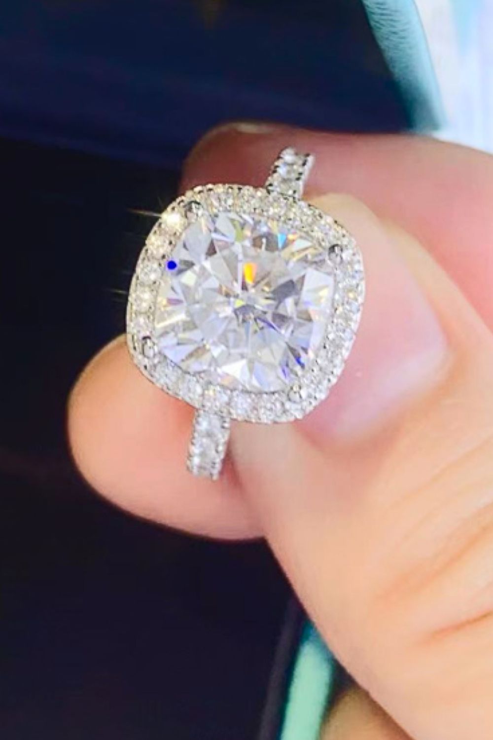 3 Carat Moissanite 925 Sterling Silver Square Ring for Elegance